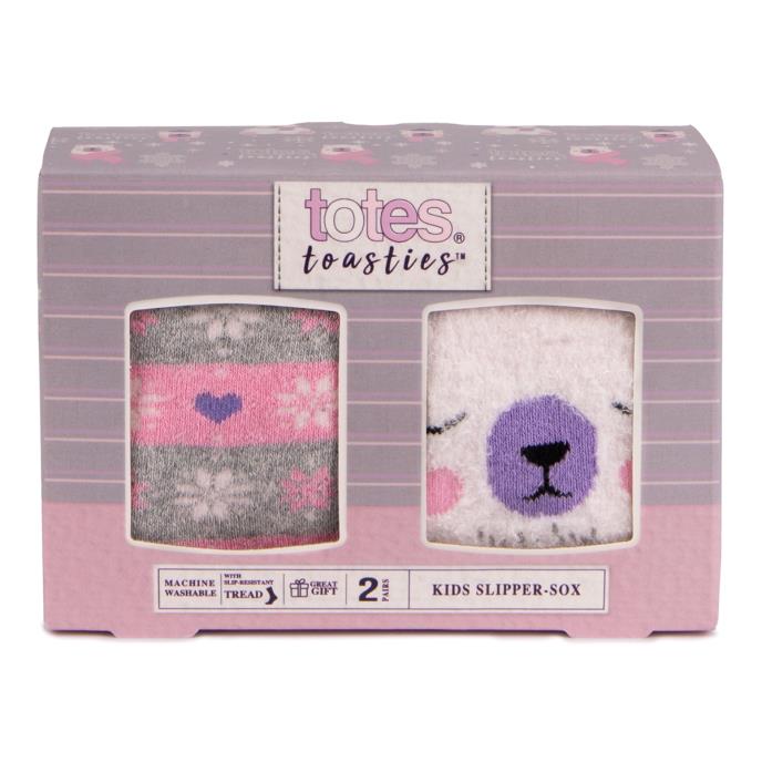totes toasties® Childrens Original Slipper-Sox (Twin Pack) Polar Bear / Fair Isle Extra Image 3